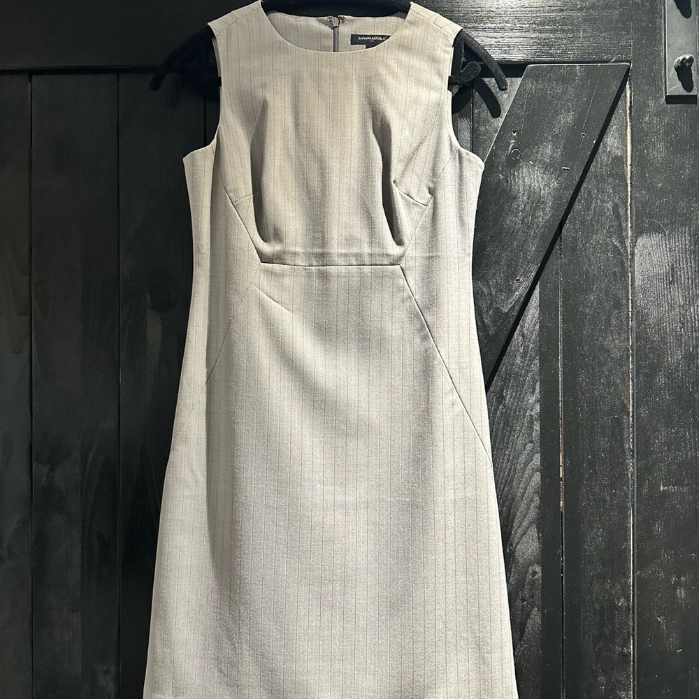 Banana Republic Sleeveless Pinstripe Midi Dress in Light Gray